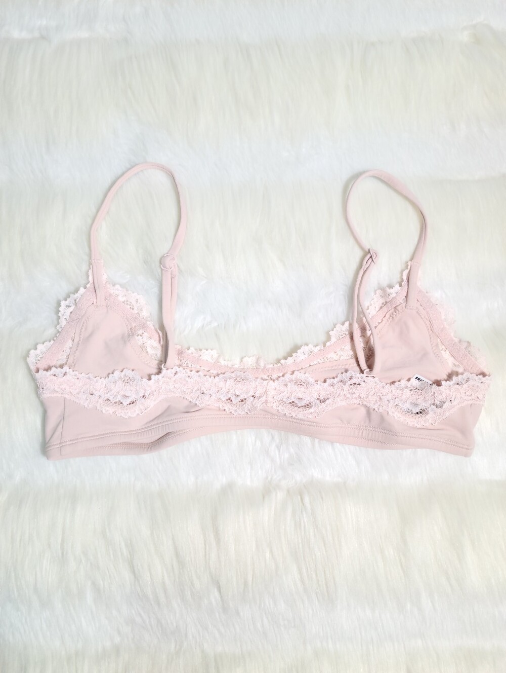 SKIMS Fits Everybody Lace Scoop Bralette Dusty Pink Pin Dot Women Medium NEW - Picture 2 of 7
